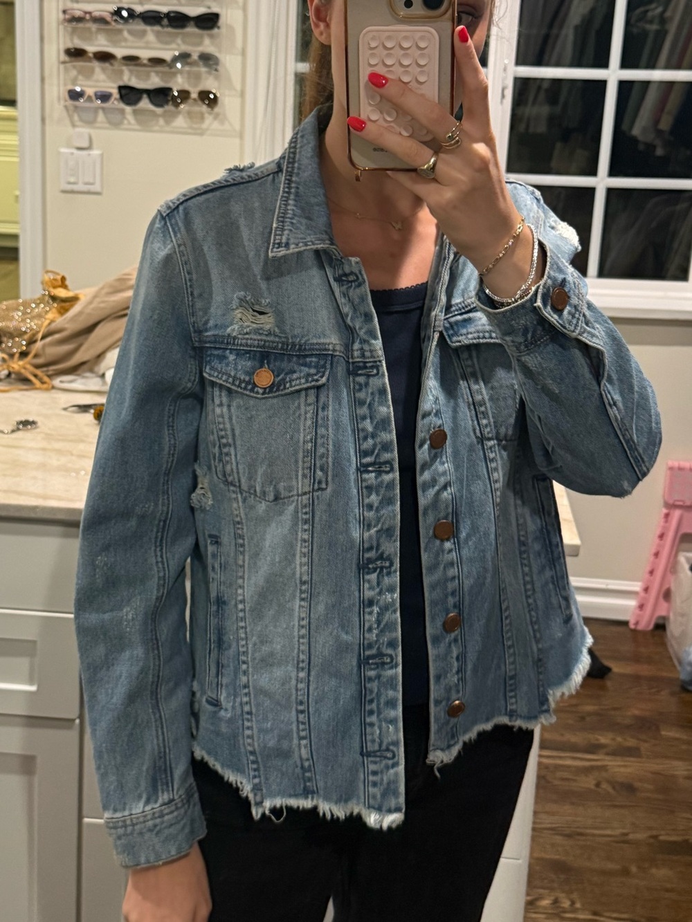 Blank NYC Light Blue Distressed Denim Jacket